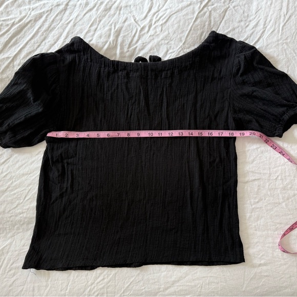 Neuflora Black 100% Cotton Top with Bow on Back and Puff Sleeves Loose Fit - Picture 15 of 16